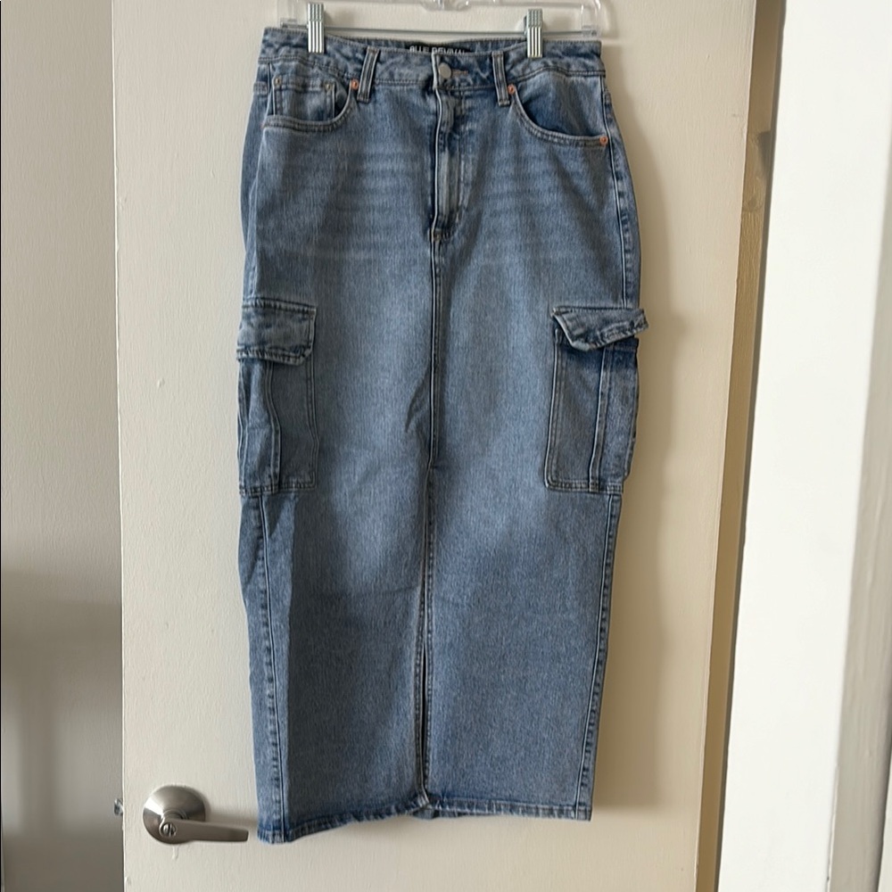 Blue Denim Cargo Skirt